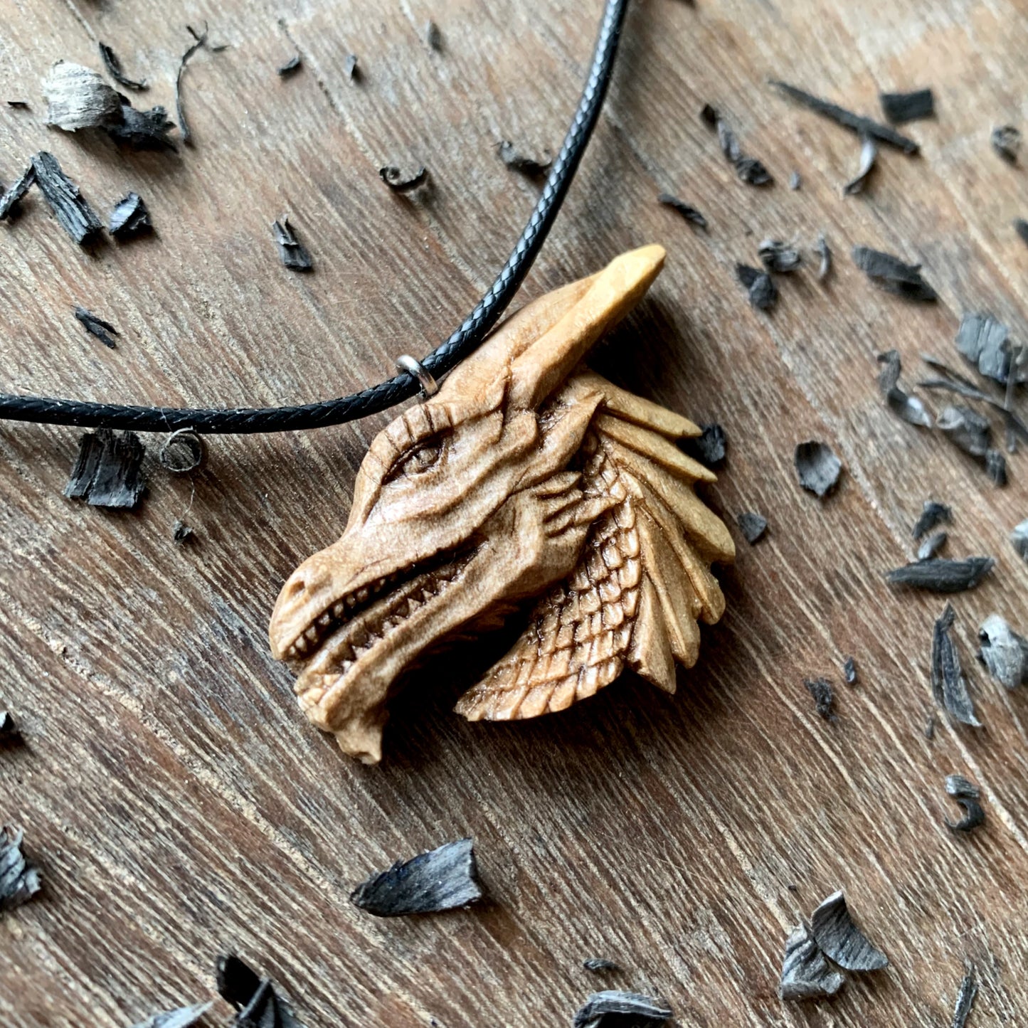 Dragon’s Head Walnut Wood Pendant