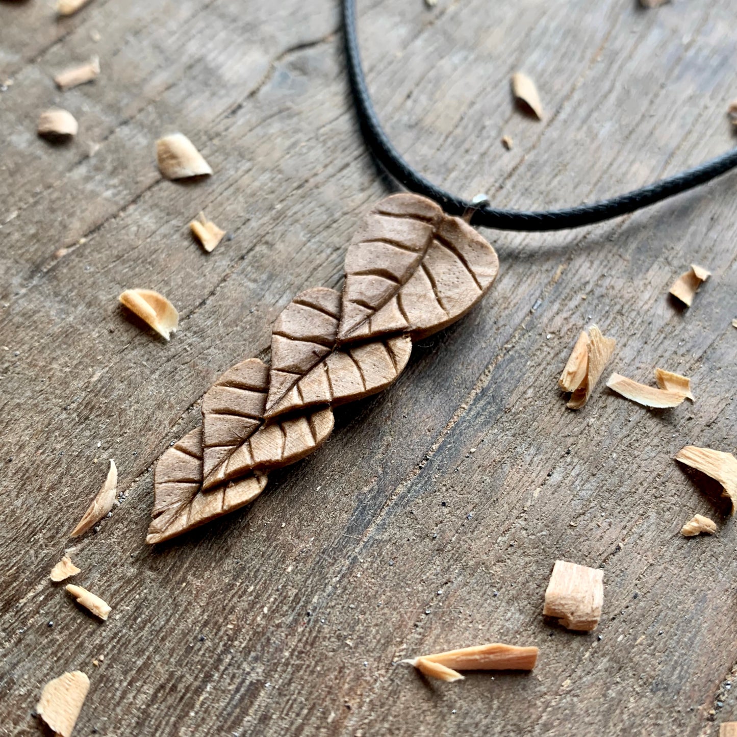 Leaves Walnut Wood Pendant
