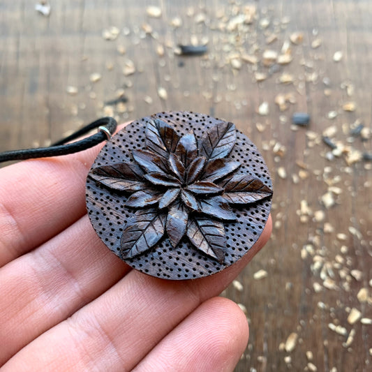 Flower Walnut Wood Pendant