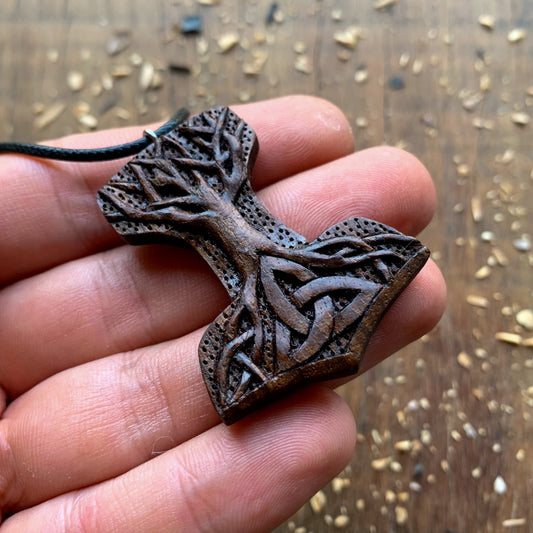 Mjolnir Tree Of Life and Triquetra Pendant