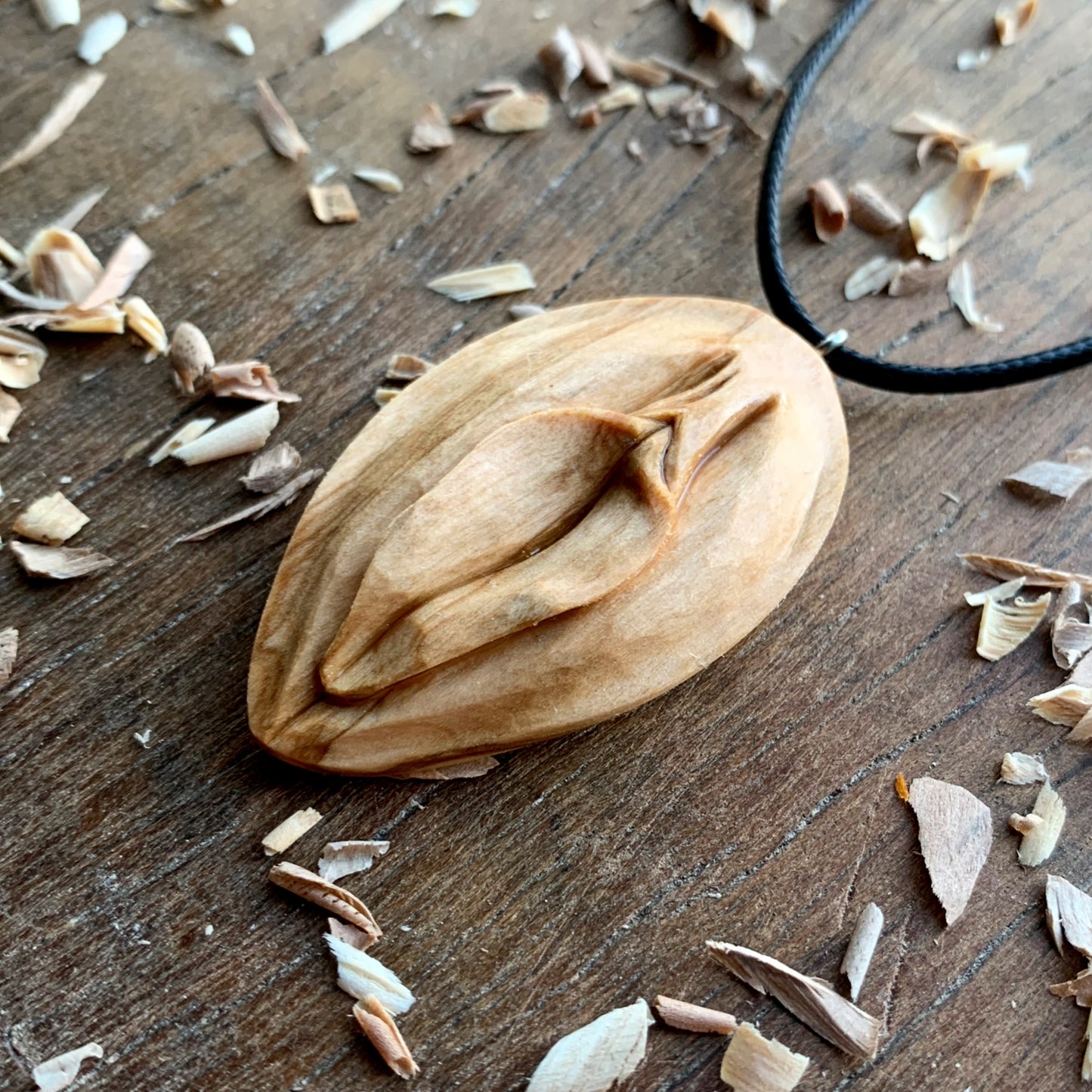 Vulva Olive Wood Pendant