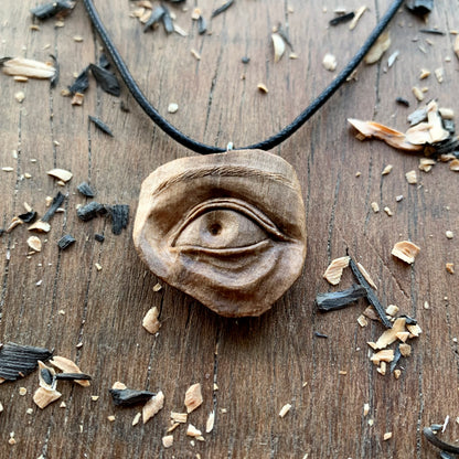 Realistic Eye Walnut Wood Pendant