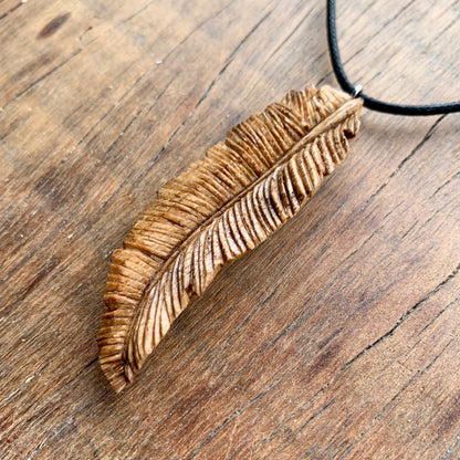 Feather Oak Wood Pendant