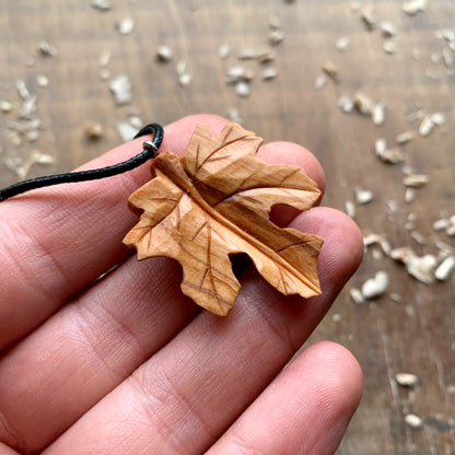 Maple's Leaf Olive Wood Pendant