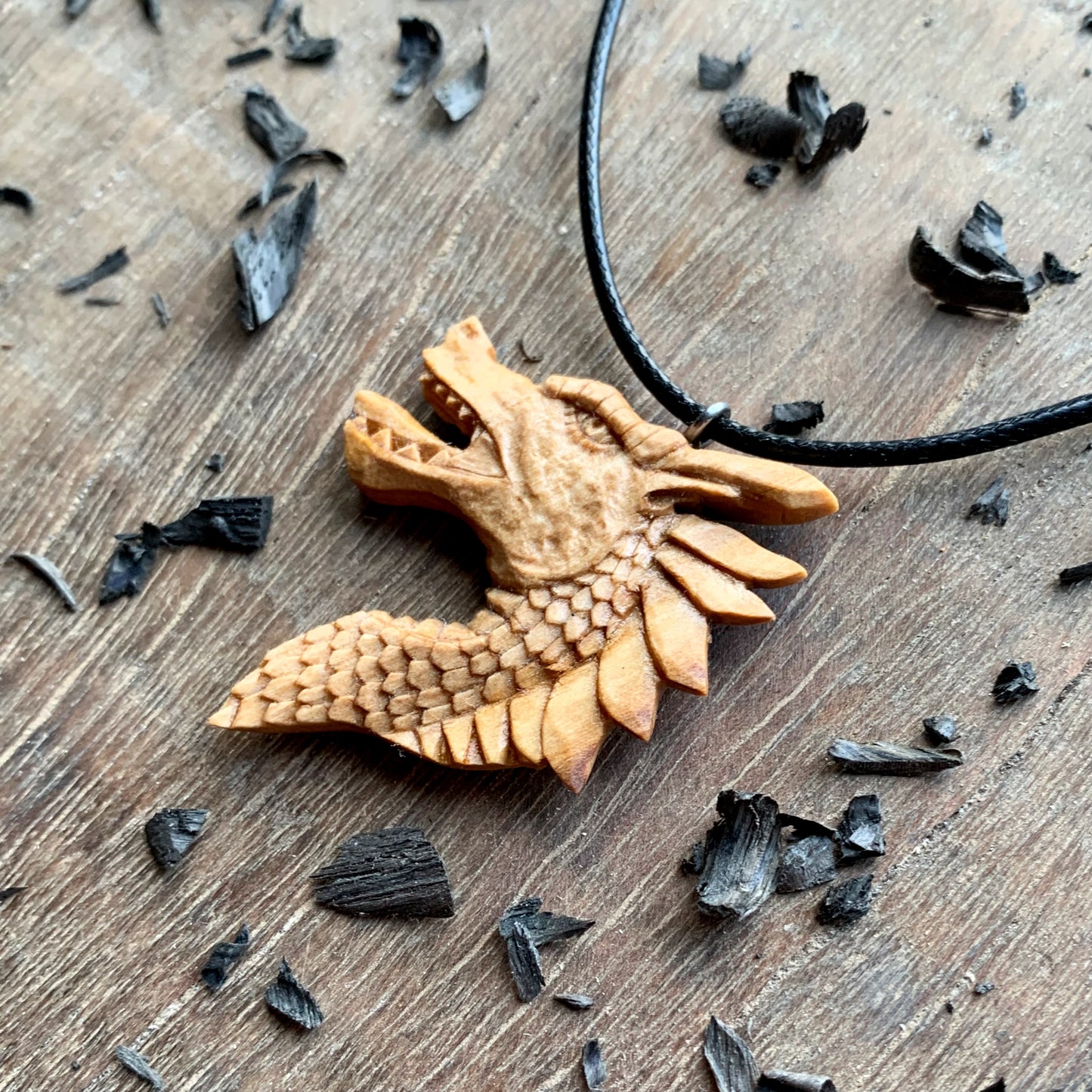 Dragon’s Head Olive Wood Pendant