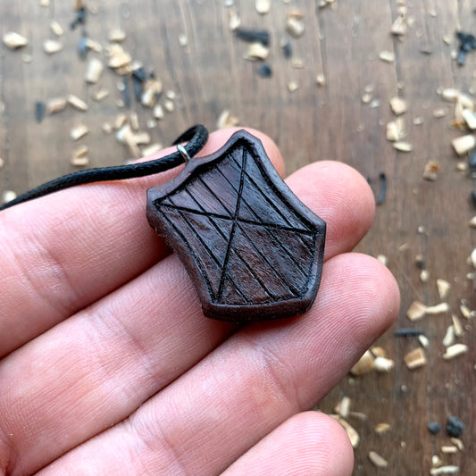 Medieval Shield Wood Pendant Style 2