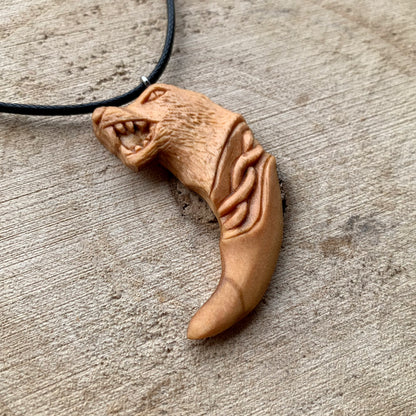 Fenrir Wolf Head Claw Pendant