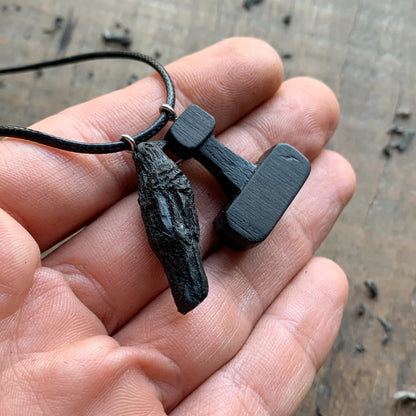 Raven and Mjolnir Pendant