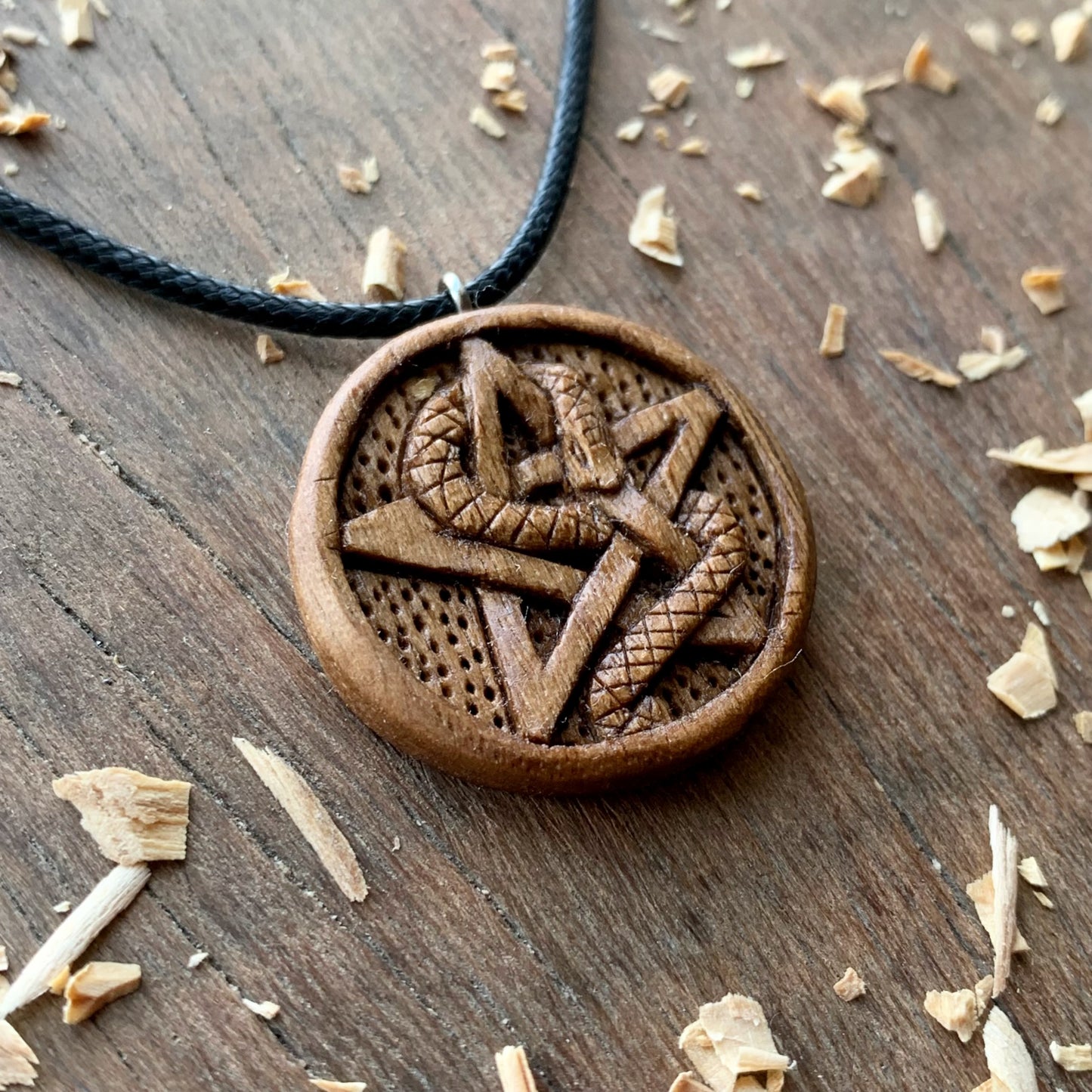 Snake Wrapped On Pentacle Pendant