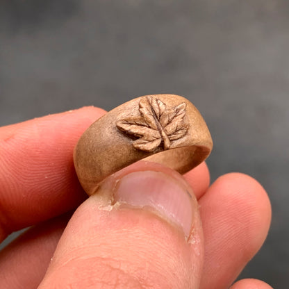 Maple Leaf Walnut Wood Ring