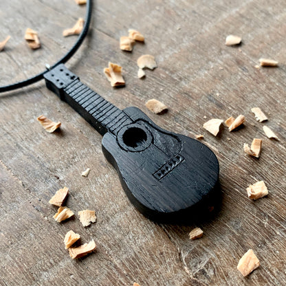 Acoustic Guitar Bog Oak Wood Pendant