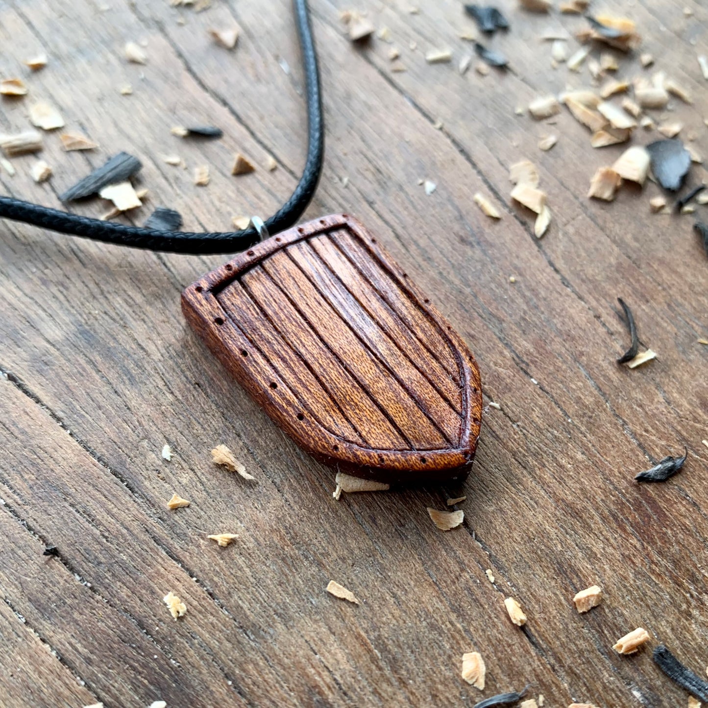 Medieval Shield Wood Pendant Style 4