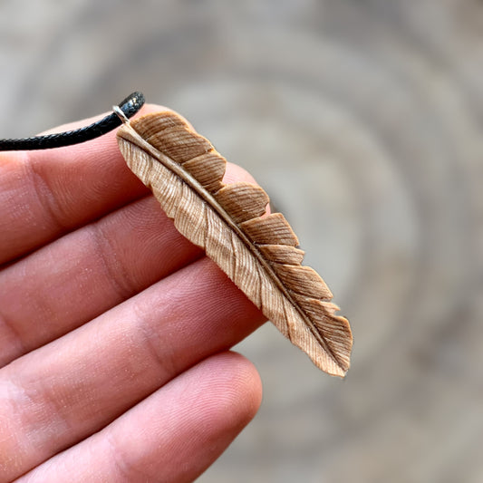 Feather Walnut Wood Pendant Style 1
