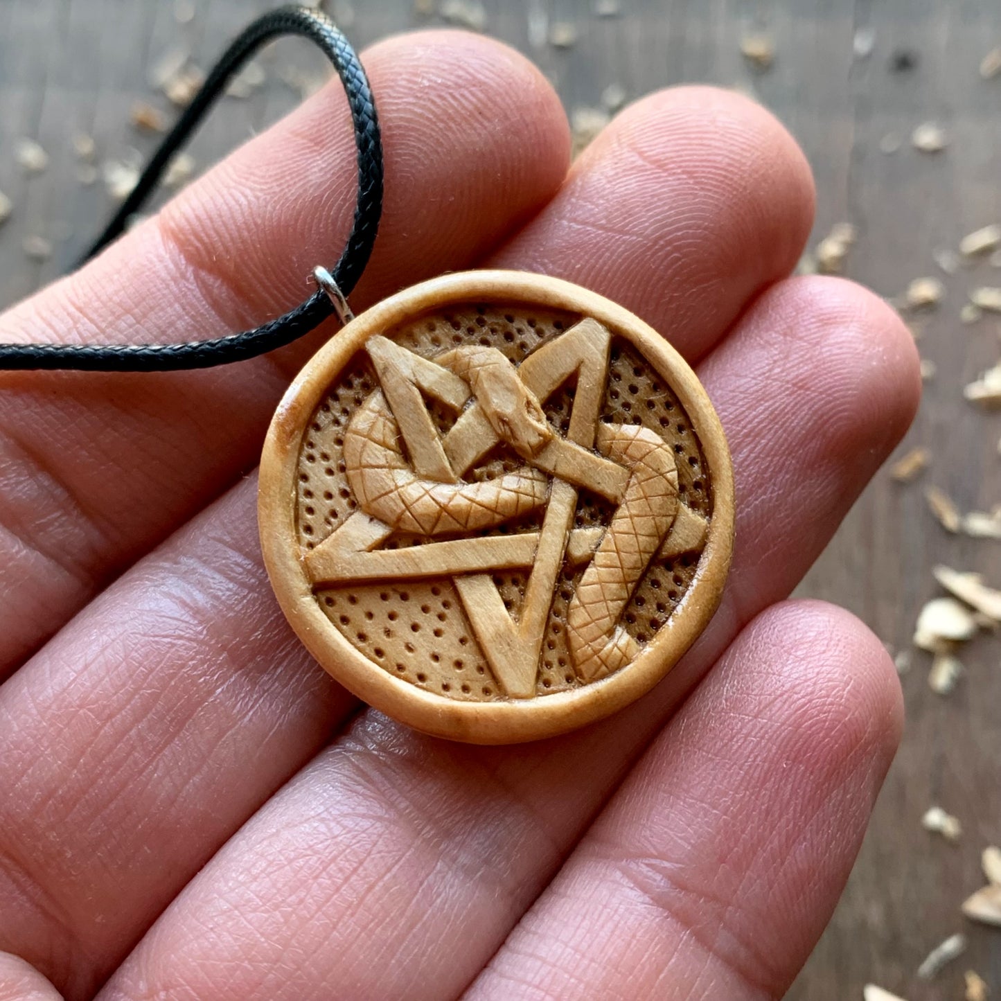 Snake Wrapped On Pentacle Pendant