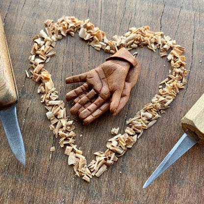 “Braided Hands” Pear Wood Pendant