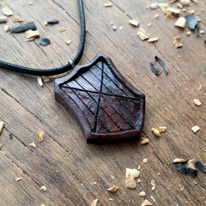 Medieval Shield Wood Pendant Style 2