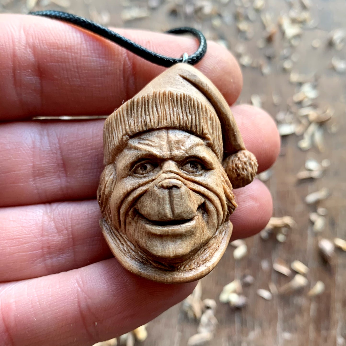 The Grinch Walnut Wood Pendant