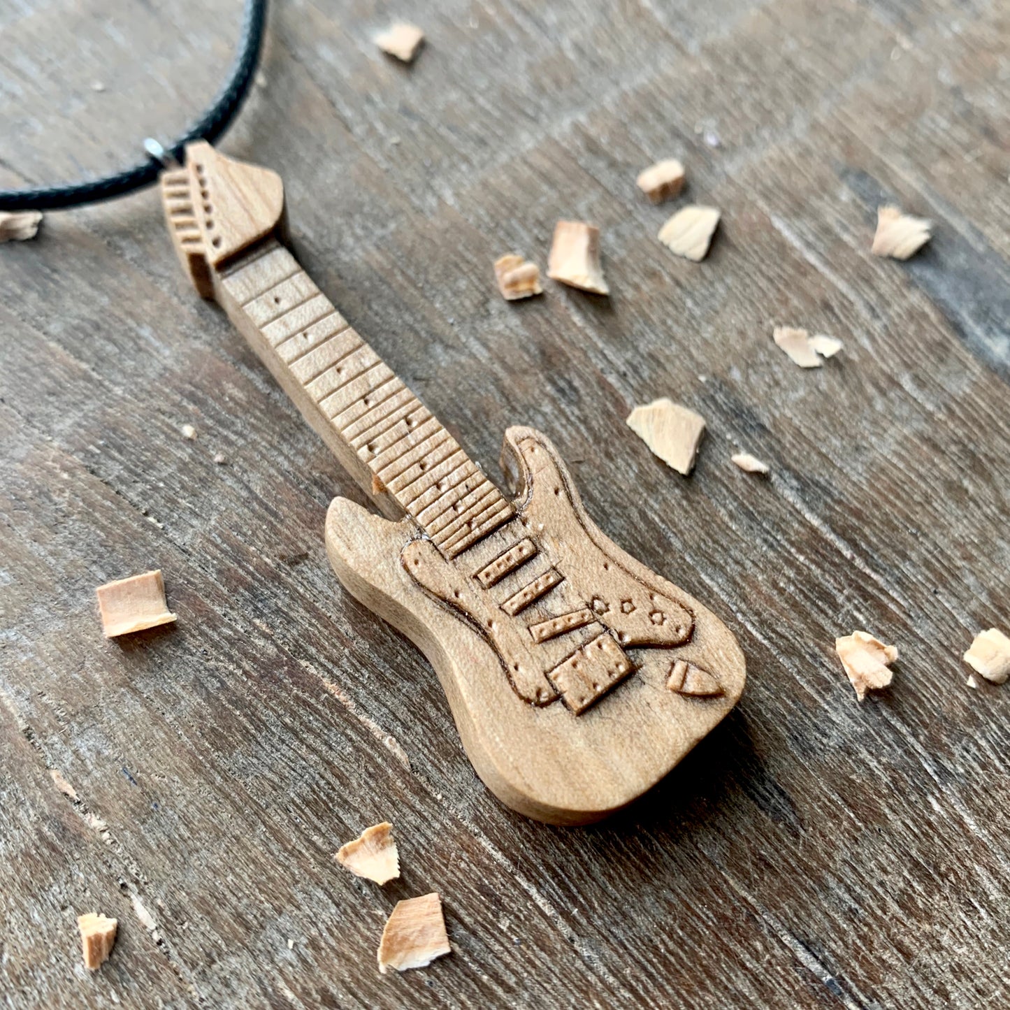 Electric Guitar Walnut Wood Pendant