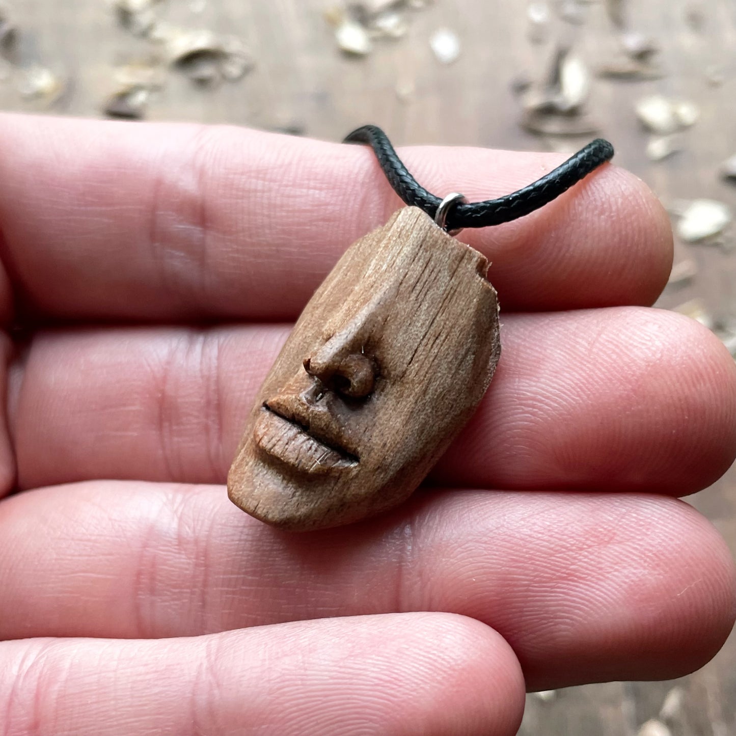 Nose and Lips Walnut Wood Pendant