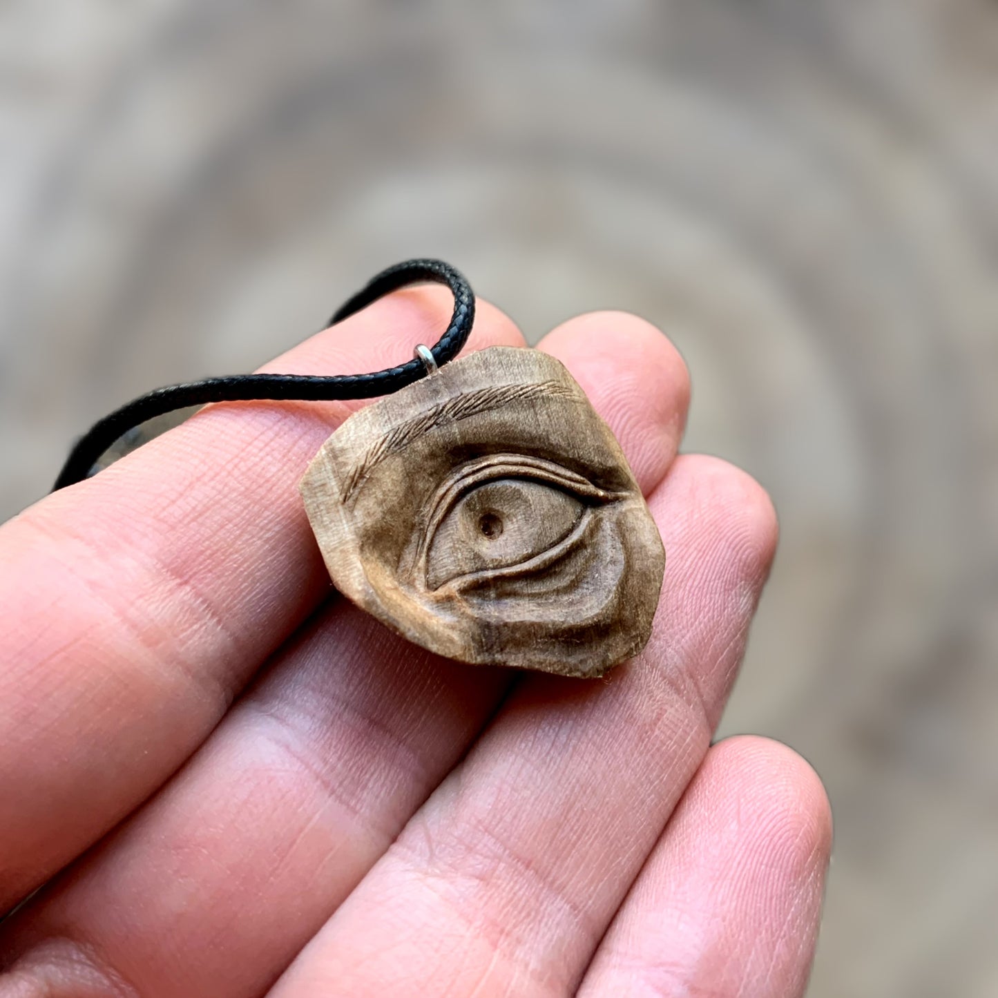 Realistic Eye Walnut Wood Pendant