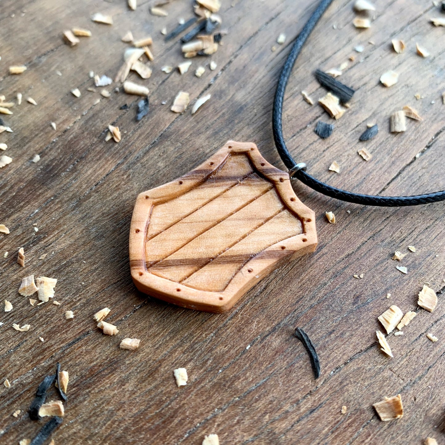 Medieval Shield Wood Pendant Style 2