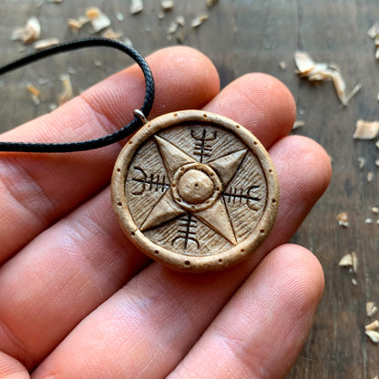 Viking Shield Compass Pendant