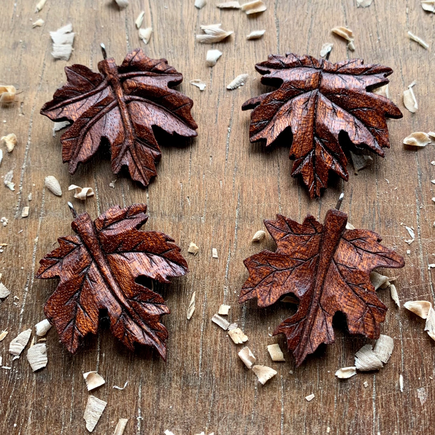 Maple's Leaf Mahogany Wood Pendant