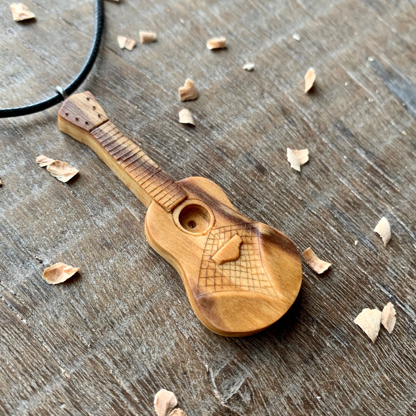 Classic Guitar Olive Wood Pendant