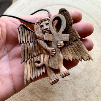 Lion With Wings And Ankh Pendant