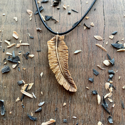 Feather Walnut Wood Pendant Style 2