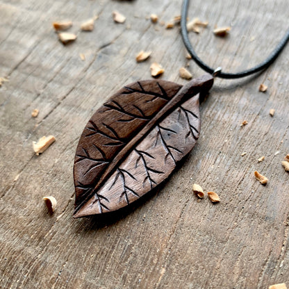Dark Walnut Leaf Pendant