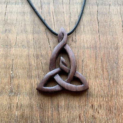 Celtic Motherhood Knot Walnut Wood Pendant