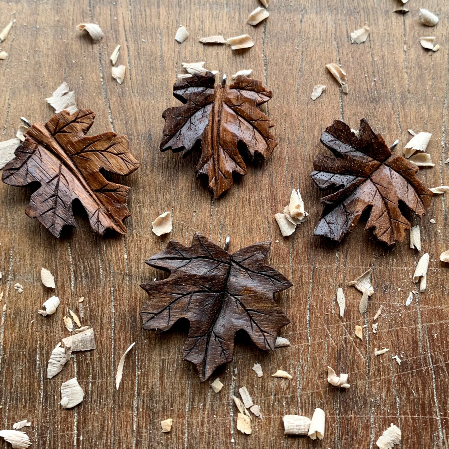 Small Maple's Leaf Walnut Wood Pendant