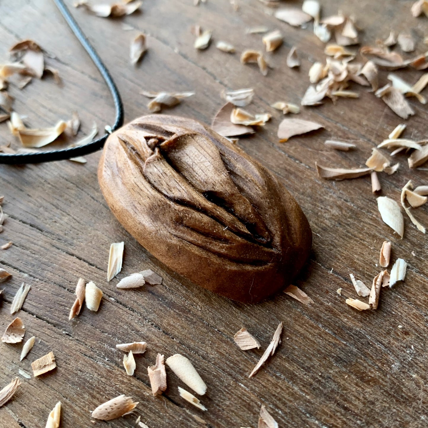 Vulva American Walnut Wood Pendant