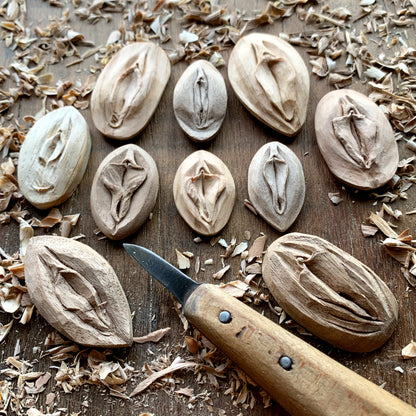 Vulva Italian Walnut Wood Pendant