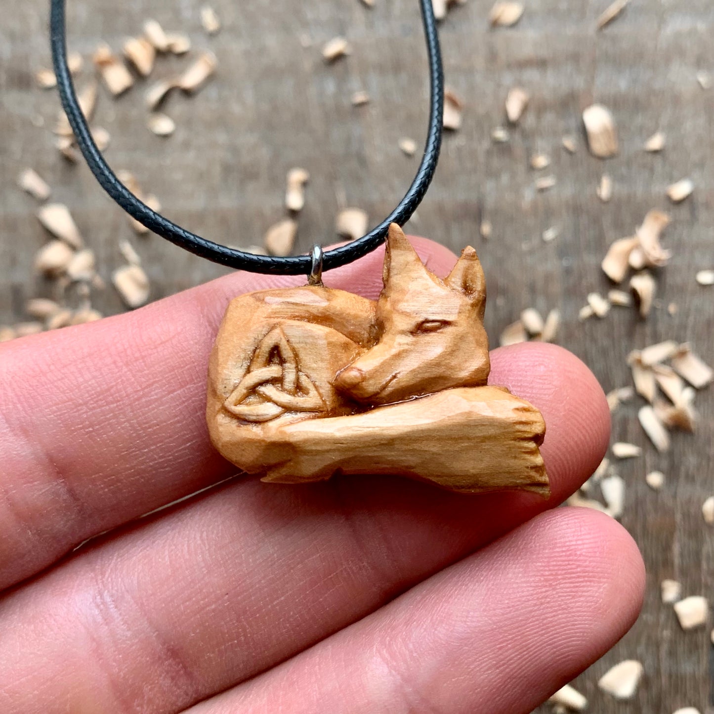 Hand Carved Fox Pendant