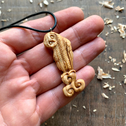 Celtic Barn Owl Triskelion Pendant