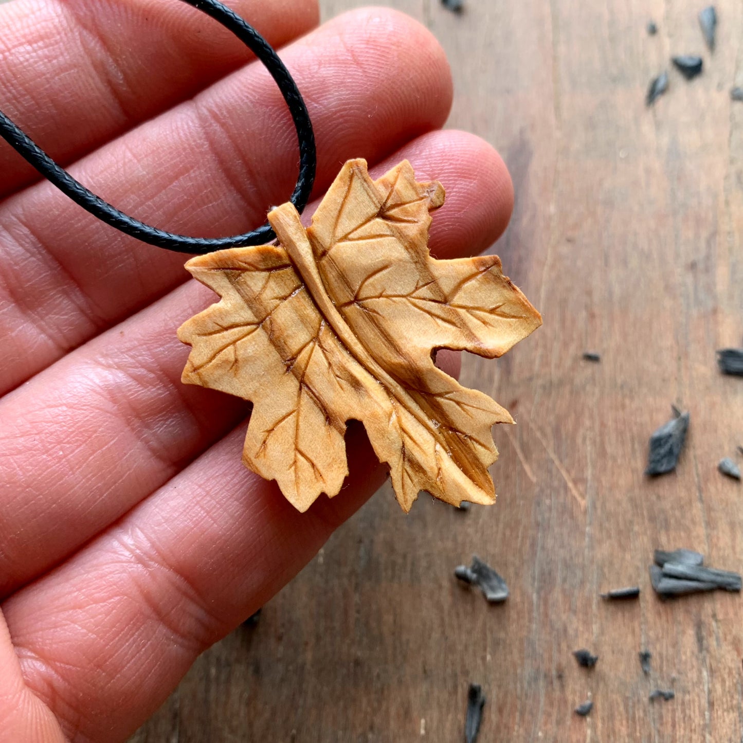 Maple’s Leaf Olive Wood Pendant