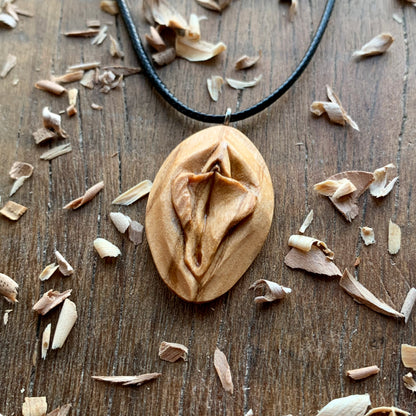 Vulva Olive Wood Pendant