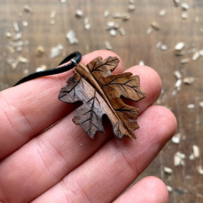 Small Maple's Leaf Walnut Wood Pendant