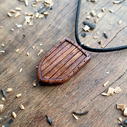 Medieval Shield Wood Pendant Style 4