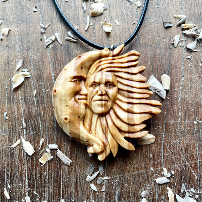 Sun And Moon Olive Wood Pendant