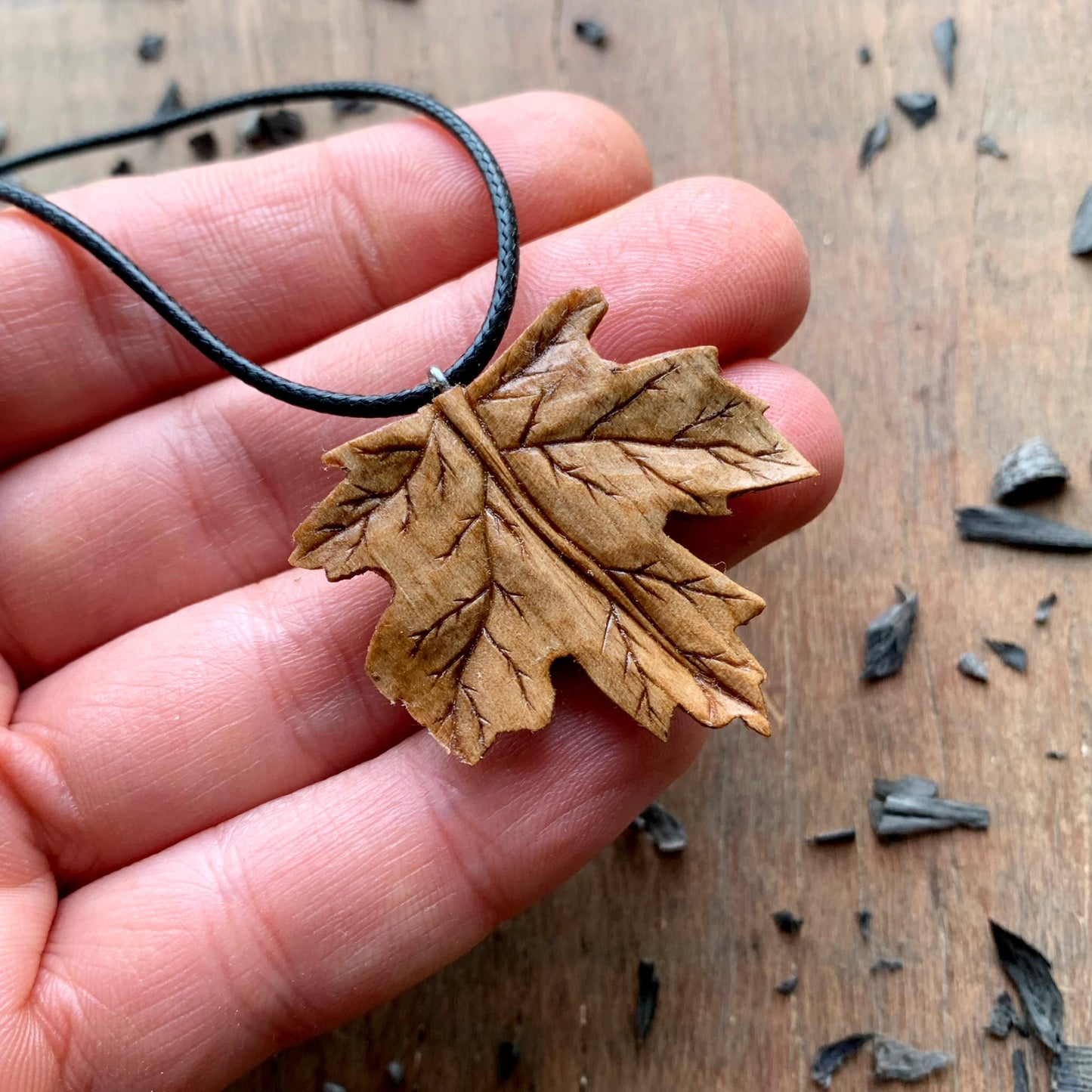 Maple’s Leaf Walnut Wood Pendant