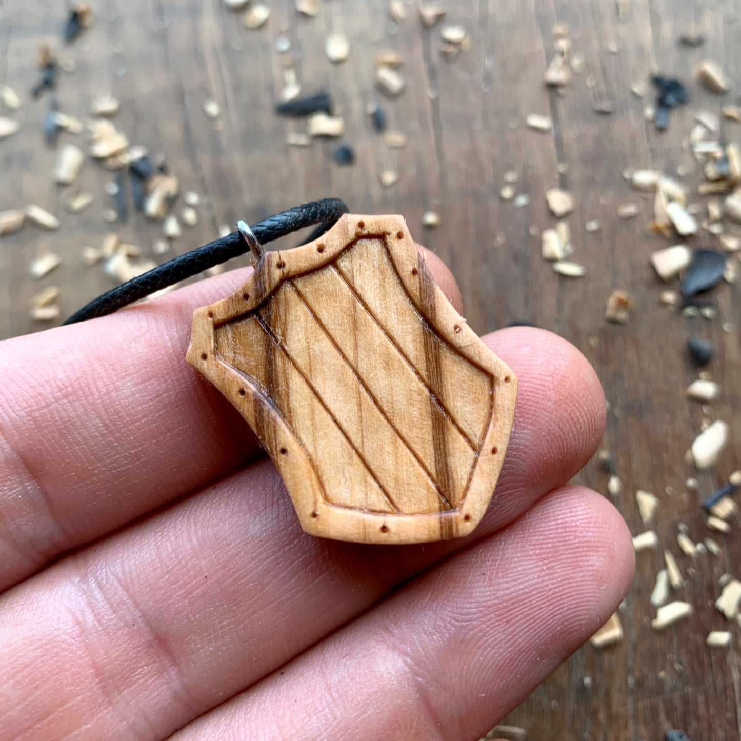 Medieval Shield Wood Pendant Style 2