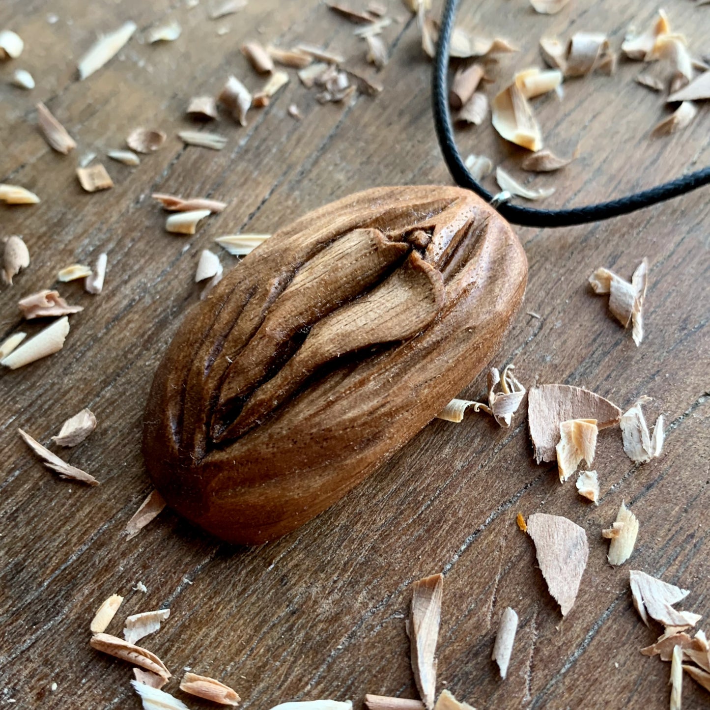 Vulva American Walnut Wood Pendant