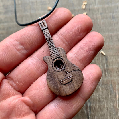 Acoustic Guitar Walnut Wood Pendant