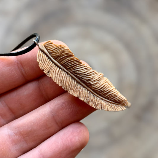 Feather Walnut Wood Pendant Style 3