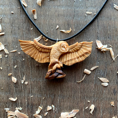 Celtic Flying Barn Owl Triquetra Pendant