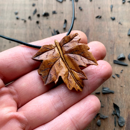Maple Leaf Plum Wood Pendant