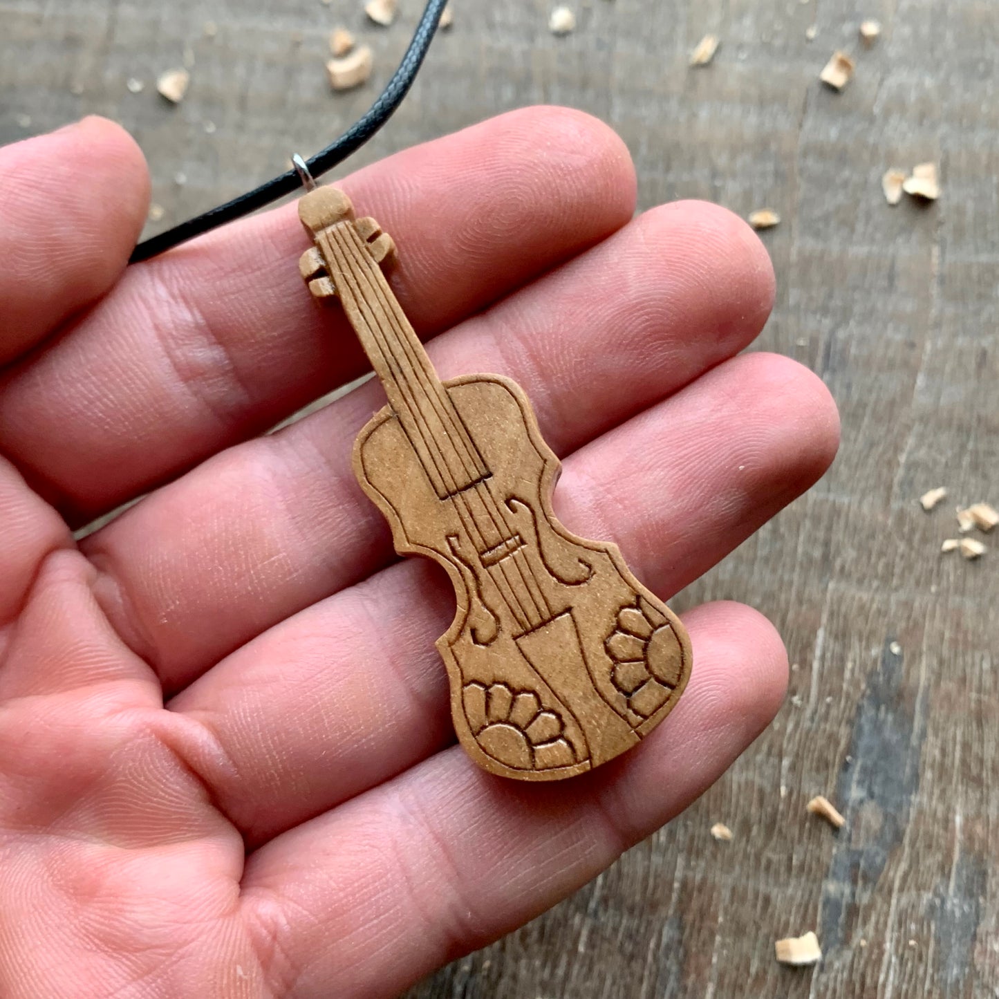 Violin Walnut Wood Pendant